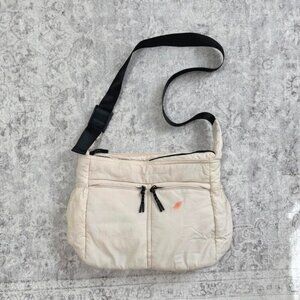 beige nylon puffer sling bag cargo crossbody purse 🤍